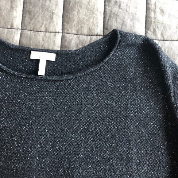 Joie Black and Metallic Silver Sparkle Sweater - Picture 3 of 6